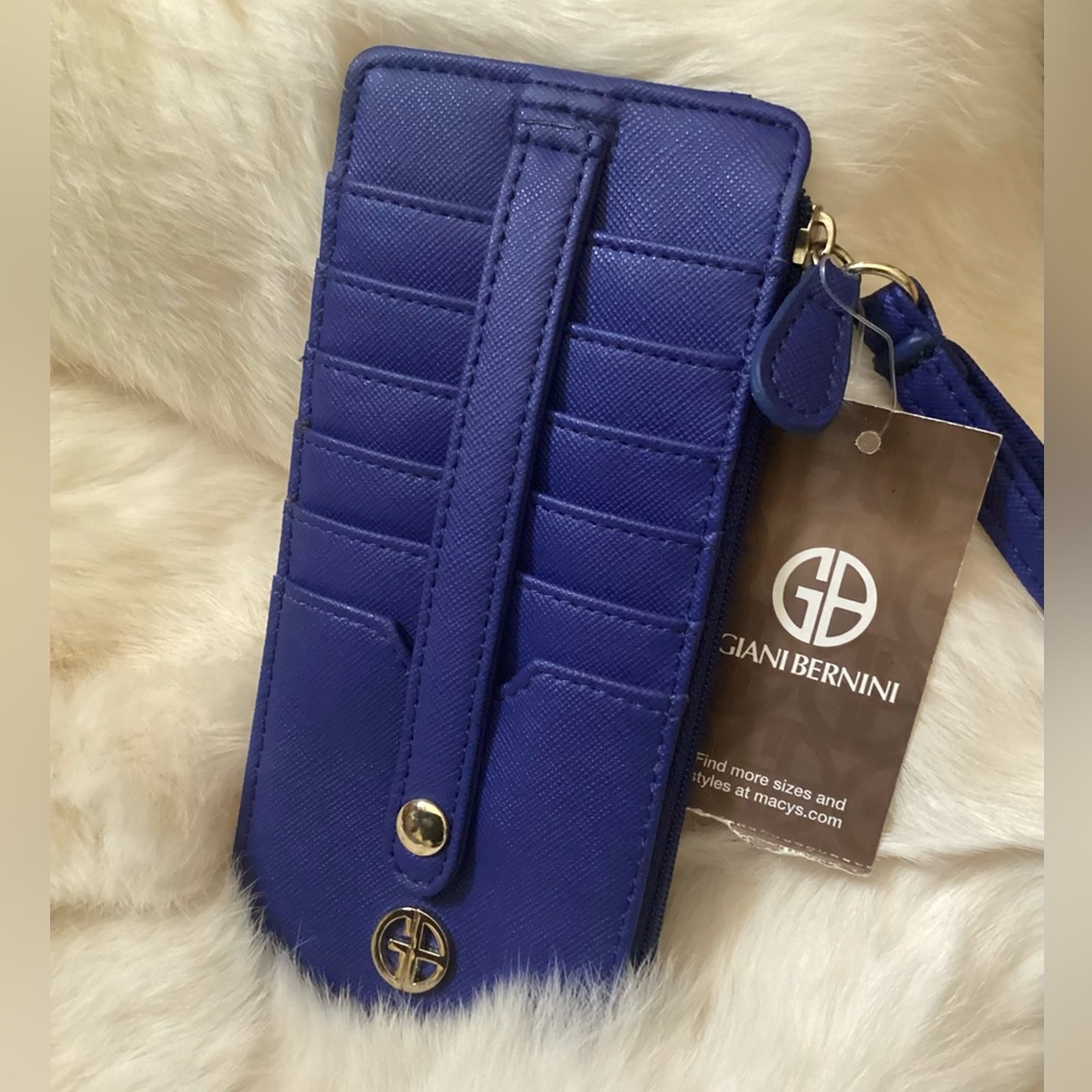 ♦️ NWT GIANI BERNINI Card Case Wallet Wristlet cobalt blue credit card